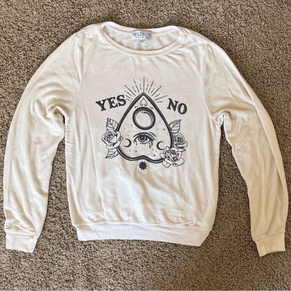 Wildfox Cream Sweater with Ouija Board Planchette